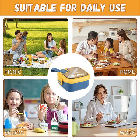 Blue bento lunch box with compartments