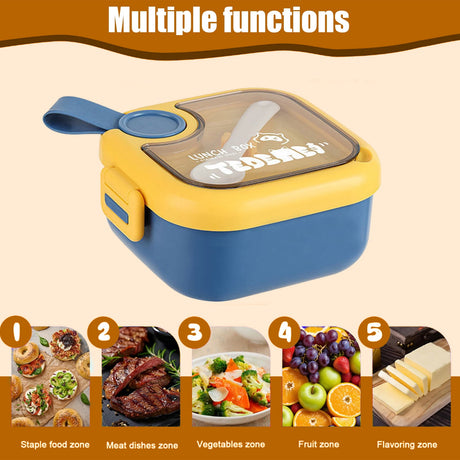 Blue bento lunch box with compartments