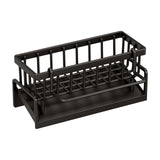 Dimensions of the black sink caddy organiser shown against a plain background