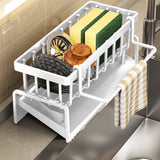 Angled view of the inclined self draining base of the white sink organiser