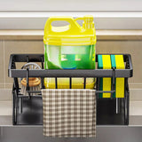 Detachable tray removed from the black sink caddy for cleaning