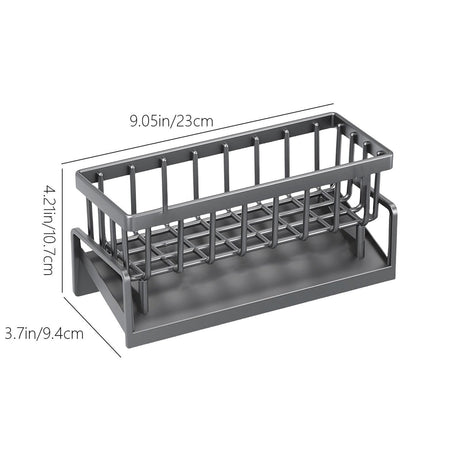 Inclined self draining base of the grey sink organiser tray