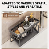 Dimensions of the grey sink caddy organiser on a plain background
