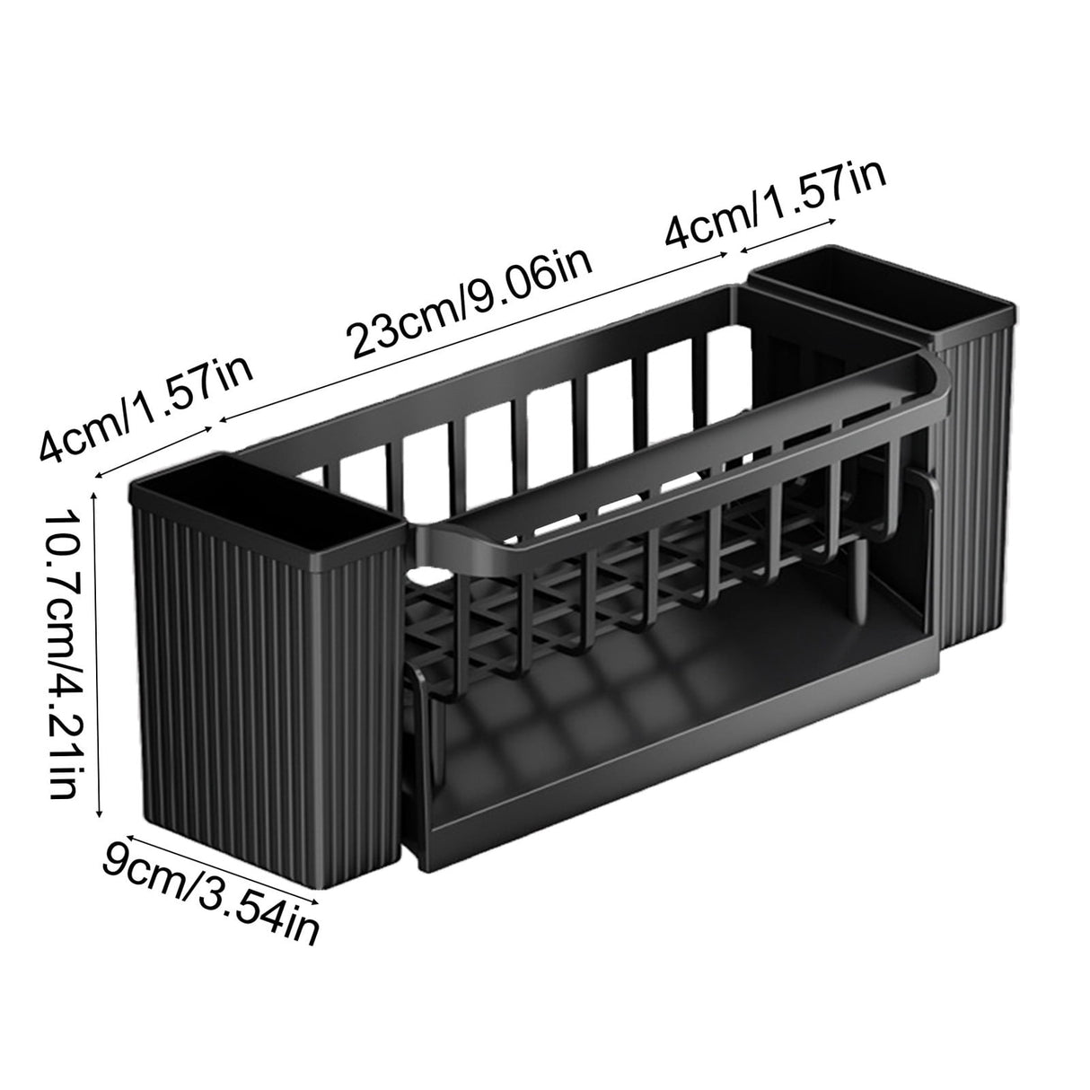 Inclined self draining base of the black sink organiser tray