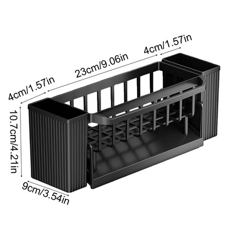 Inclined self draining base of the black sink organiser tray
