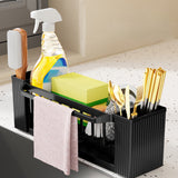 Detachable tray removed from the black sink caddy for cleaning