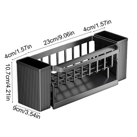 Inclined self draining base of the grey sink organiser tray