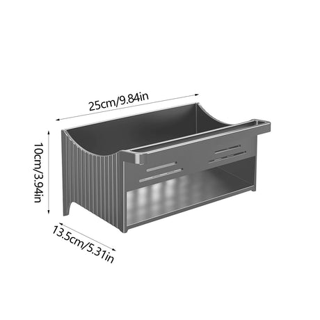 Inclined self draining base of the grey sink organiser tray