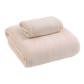 Coffee coral velvet towel, 35 x 75 cm, in a textured pineapple check weave