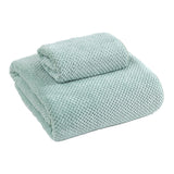 Green coral velvet towel, 35 x 75 cm, in a textured pineapple check weave
