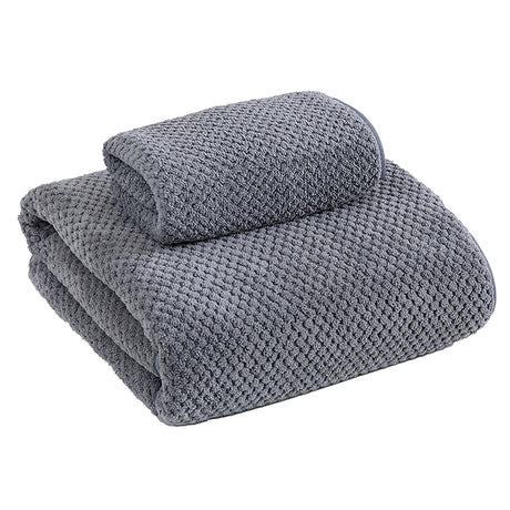Grey coral velvet towel, 35 x 75 cm, in a textured pineapple check weave