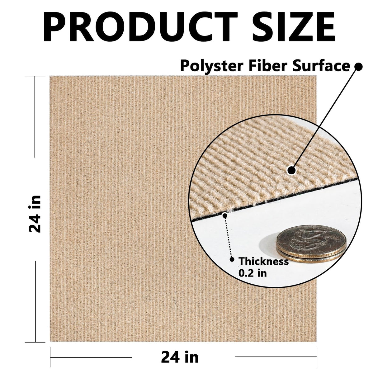 Torri Carpet Tiles, Peel and Stick, Anti Slip, 24x24 inch, Brown