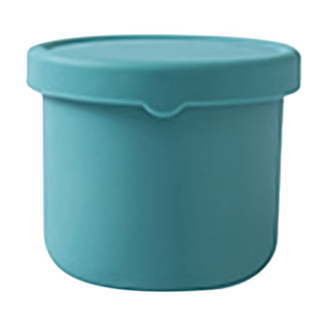 Blue reusable silicone baby snack container with lid