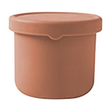 Pink reusable silicone baby snack container with lid