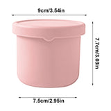Pink reusable silicone baby snack container with lid