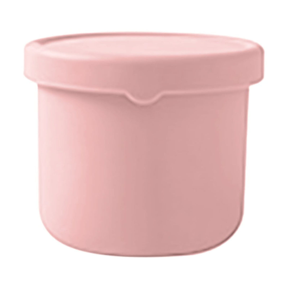 Pink reusable silicone baby snack container with lid