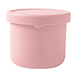 Pink reusable silicone baby snack container with lid