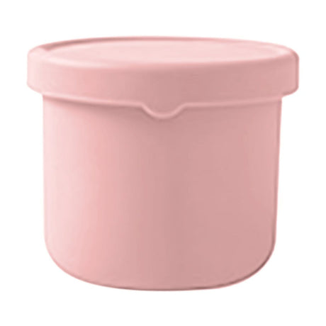 Pink reusable silicone baby snack container with lid