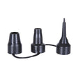 Set of three black plastic air pump nozzle adapters