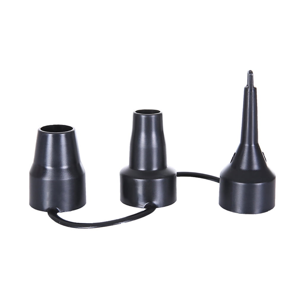 Set of three black plastic air pump nozzle adapters