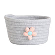 Small oval cotton rope woven storage basket in white grey