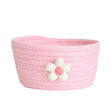 White and pink woven cotton rope storage basket