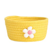 White and yellow woven cotton rope storage basket