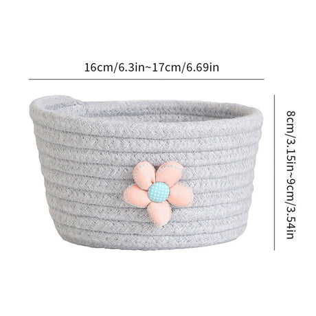 Cotton rope woven basket close up