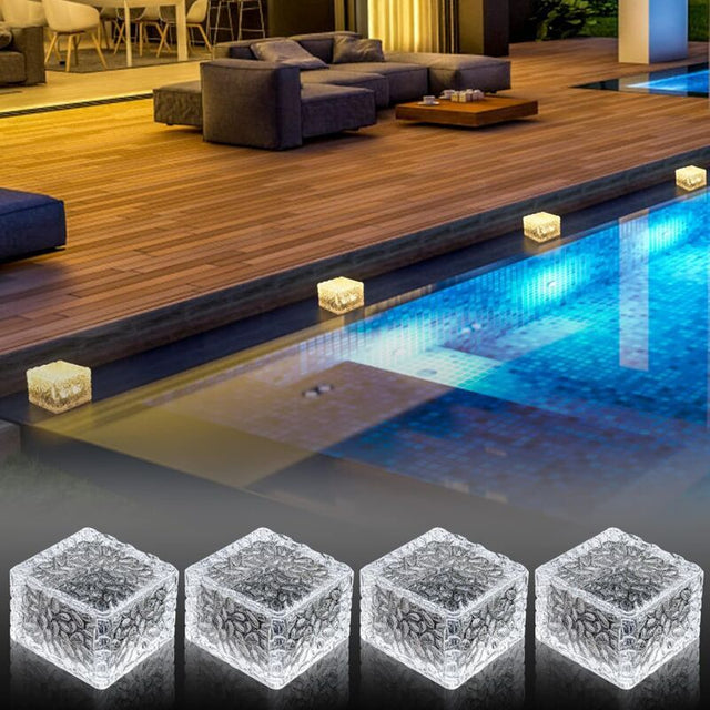 Solar Ground Paver Lights, Warm White 4 Pack