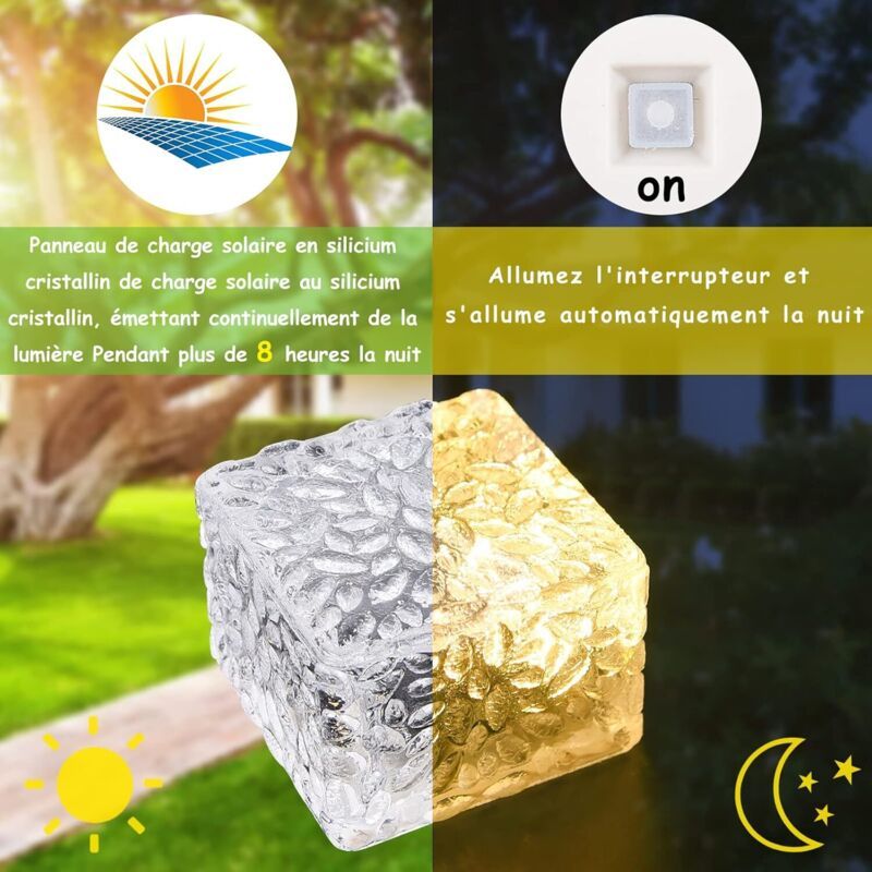 Solar Ground Paver Lights, Warm White 4 Pack