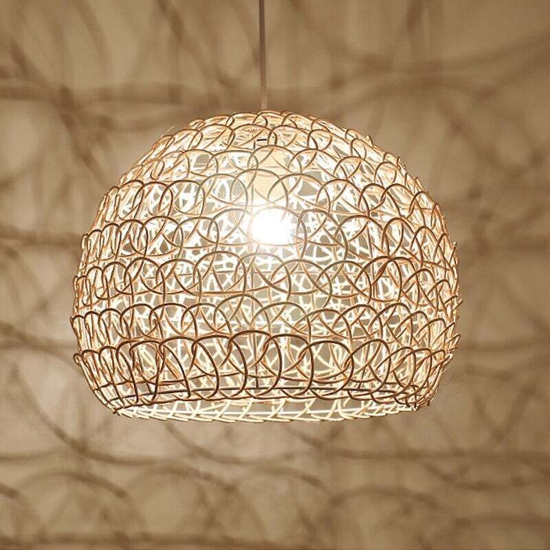 Hand woven bamboo pendant light, alternate view
