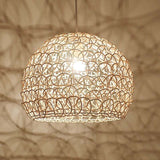 Hand woven bamboo pendant light, alternate view