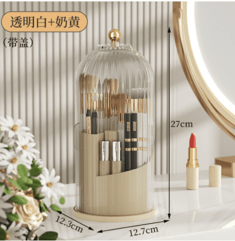 Toothbrush holder with the sliding lid open showing three internal slots of different heights