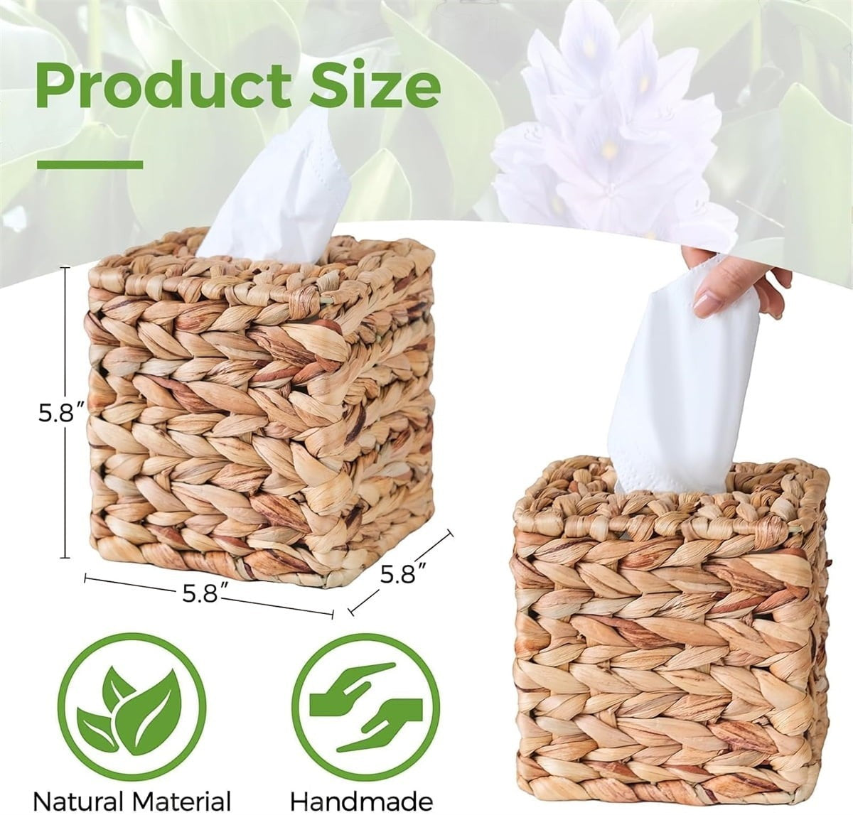 Woven rattan rectangle tissue box cover