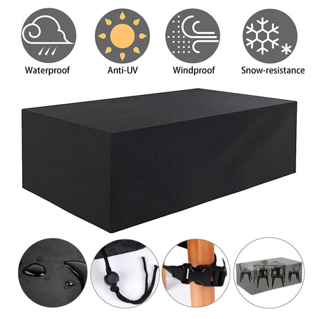 Heavy Duty Waterproof Rectangular Patio Furniture Cover Silver