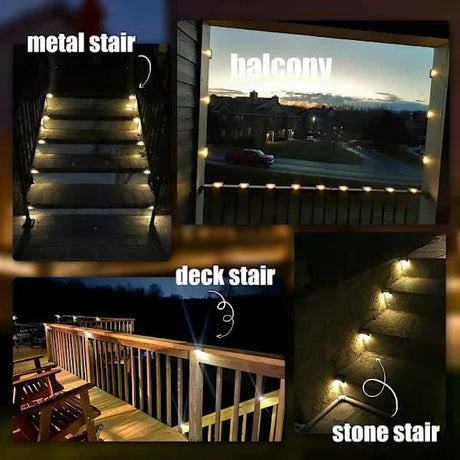 Solar LED outdoor lights in black with warm white glow - view 4