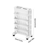 Mobile Rolling Bookshelf with Wheels, White