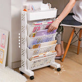 Mobile Rolling Bookshelf with Wheels, White