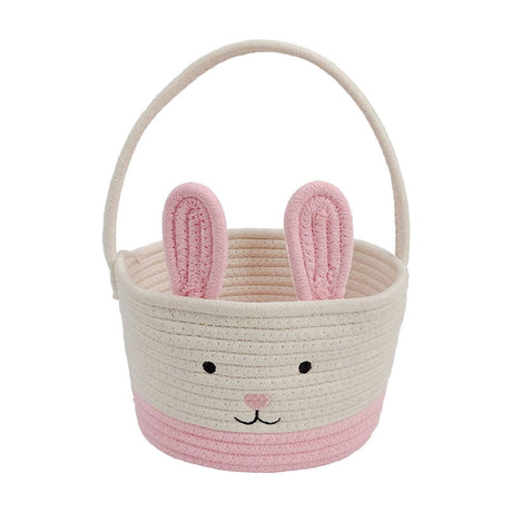 Cotton rope Easter bunny storage basket with rabbit ears