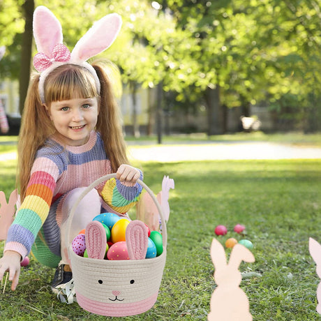 Easter bunny storage basket with handle