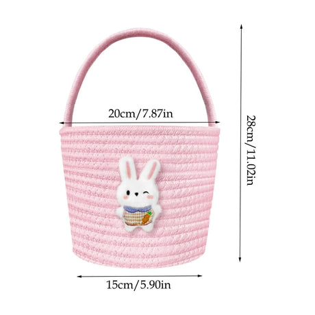 Woven cotton rope Easter basket with handle