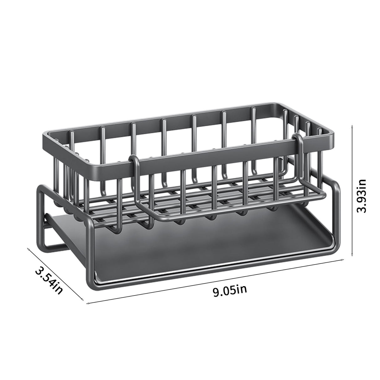 Angled drainage tray of the sink organiser channelling water away