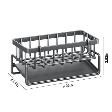 Angled drainage tray of the sink organiser channelling water away