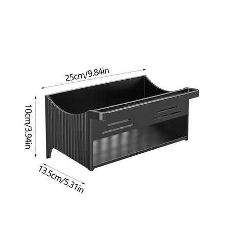 Angled drainage tray of the sink organiser channelling water away