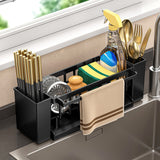 Style H kitchen sink sponge holder and caddy organiser with draining tray