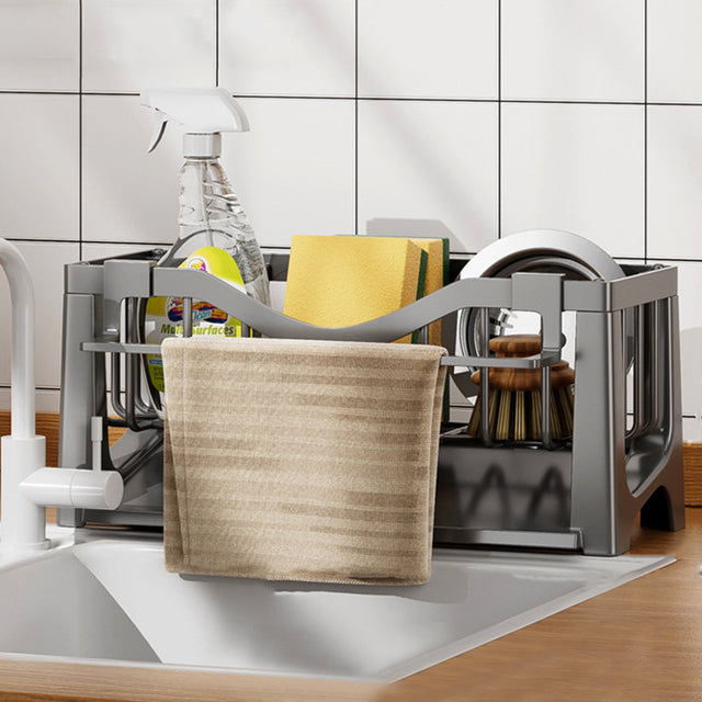 Style K kitchen sink sponge holder and caddy organiser with draining tray