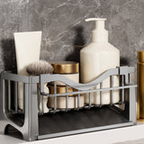 Sink sponge holder in use on a kitchen benchtop next to the tap