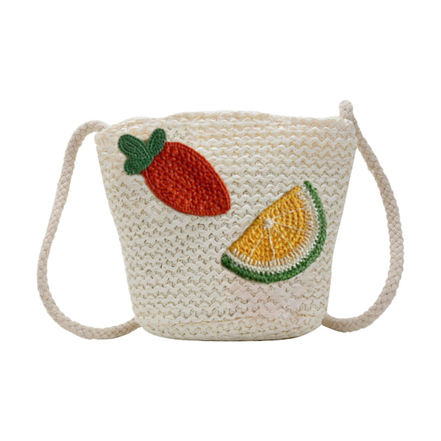 Girls woven straw crossbody bag, style B