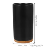 Propriano Bathroom Toothbrush Holder Set, Ceramic and Bamboo, Black