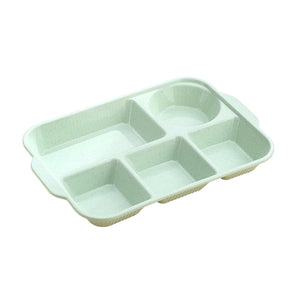 Five compartment wheat straw divided plate in green